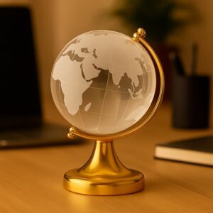 Crystal Globe with Golden Stand (Glass Globe)